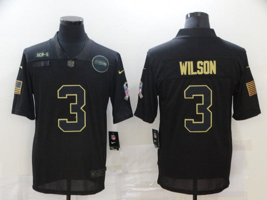 Men's Seattle Seahawks #3 Russell Wilson Black Alternate Game Player Jersey