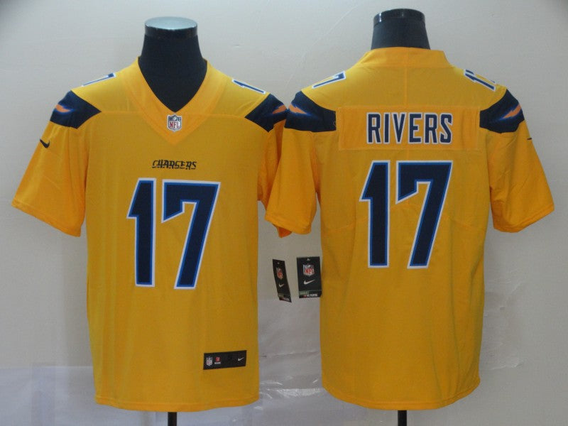 Men's Los Angeles Chargers Philip Rivers #17 Yellow Inverted Legend Jersey