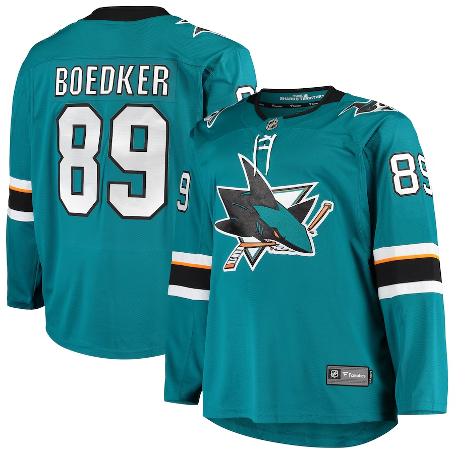 Men's San Jose Sharks Mikkel Boedker #89 Teal Breakaway Home Player Jersey