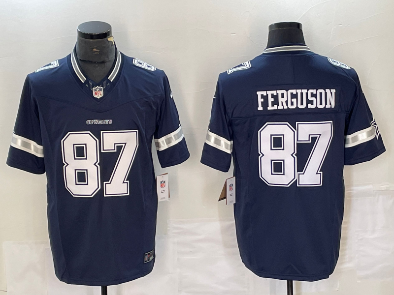 Men's Dallas Cowboys Jake Ferguson #87 Navy Game Jersey