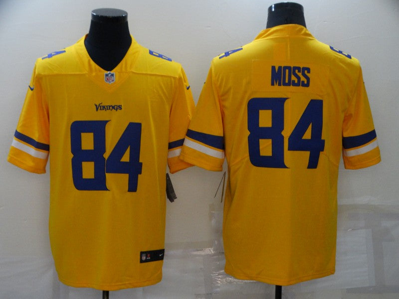 Men's Minnesota Vikings Randy Moss #84 Gold Team Inverted Game Jersey