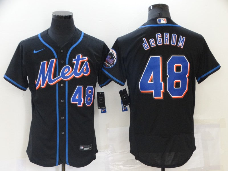 Men's New York Mets Jacob deGrom #48 Black Replica Player Jersey