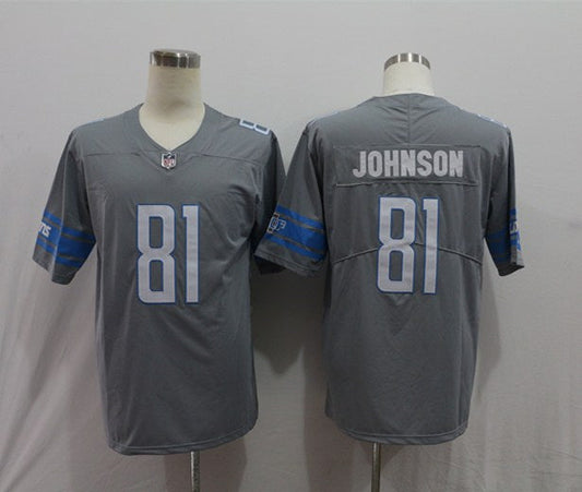 Men's Detroit Lions Calvin Johnson #81 Gray Game Jersey