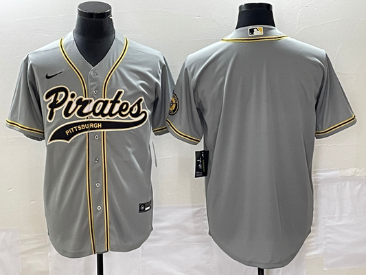 Men's Pittsburgh Pirates Gray Blank Replica Jersey Joint Edition