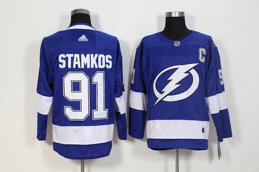 Men's Tampa Bay Lightning Steven Stamkos #91 Blue Player Jersey