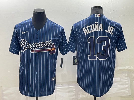 Men's Atlanta Braves Ronald Acuna Jr. #13 Blue Replica Baseball Jersey