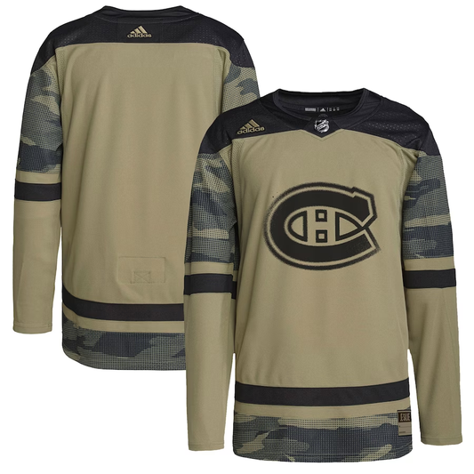 Men's Montreal Canadiens Camo Logo Military Appreciation Team Authentic Practice Blank Jersey