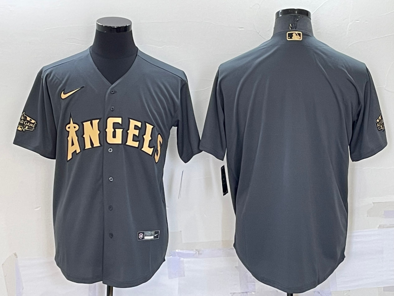 Men's Los Angeles Angels Dark Gray Alternate Replica Team Blank Jersey