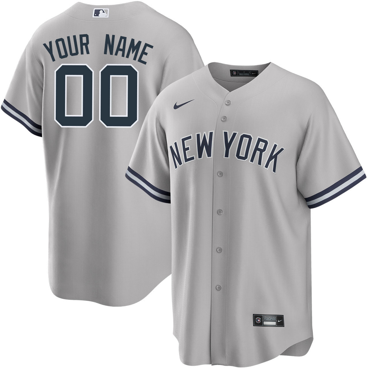 Men's New York Yankees Custom Grey Player Jersey