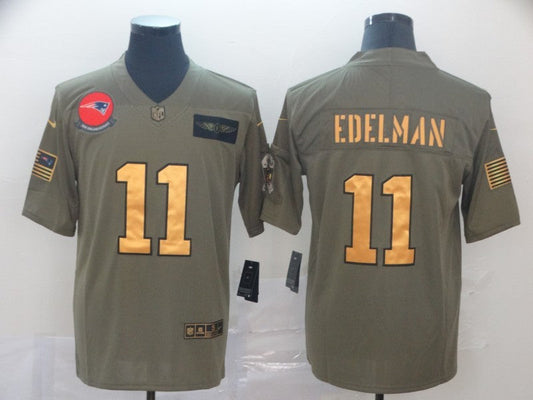 Men's New England Patriots Julian Edelman #11 Brown Game Player Jersey