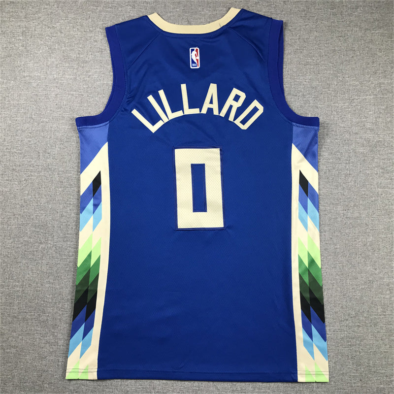 Men's Milwaukee Bucks Damian Lillard #0 Royal 2022/23 Swingman Jersey - City Edition