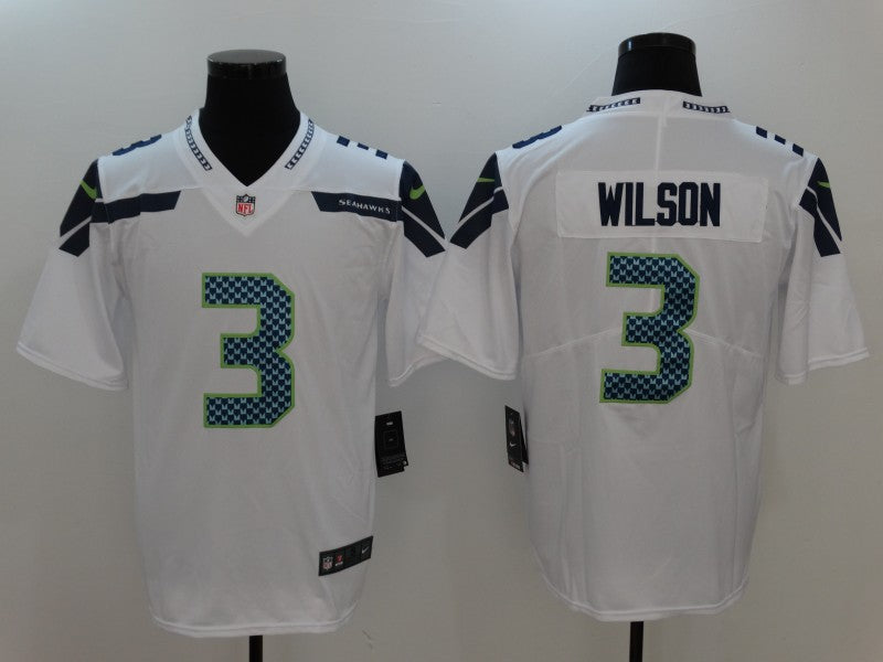 Mens Seattle Seahawks Russell Wilson #3 White Game Jersey