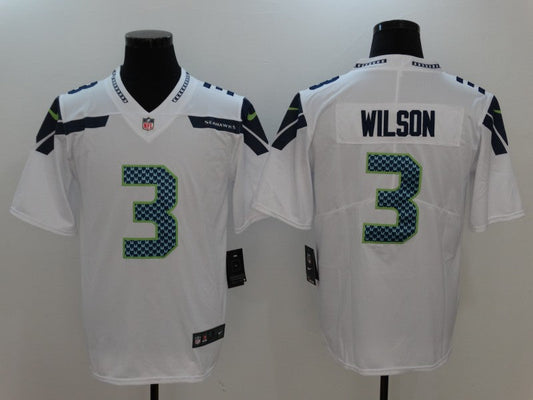 Mens Seattle Seahawks Russell Wilson #3 White Game Jersey