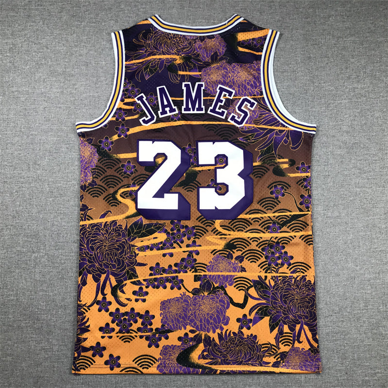 Men's Los Angeles Lakers LeBron James #23 Year of Rabbit Edition Hardwood Classics Swingman Jersey