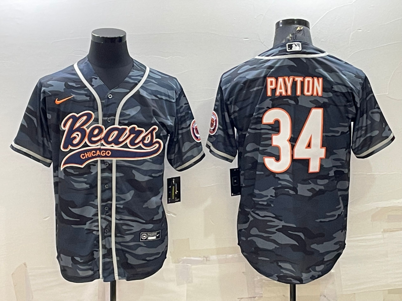 Men's Chicago Bears Walter Payton #34 Grey Camouflage Player Jersey Joint Edition