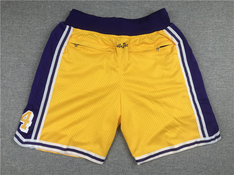 Men's Los Angeles Lakers #8/24 Yellow Basketball Shorts