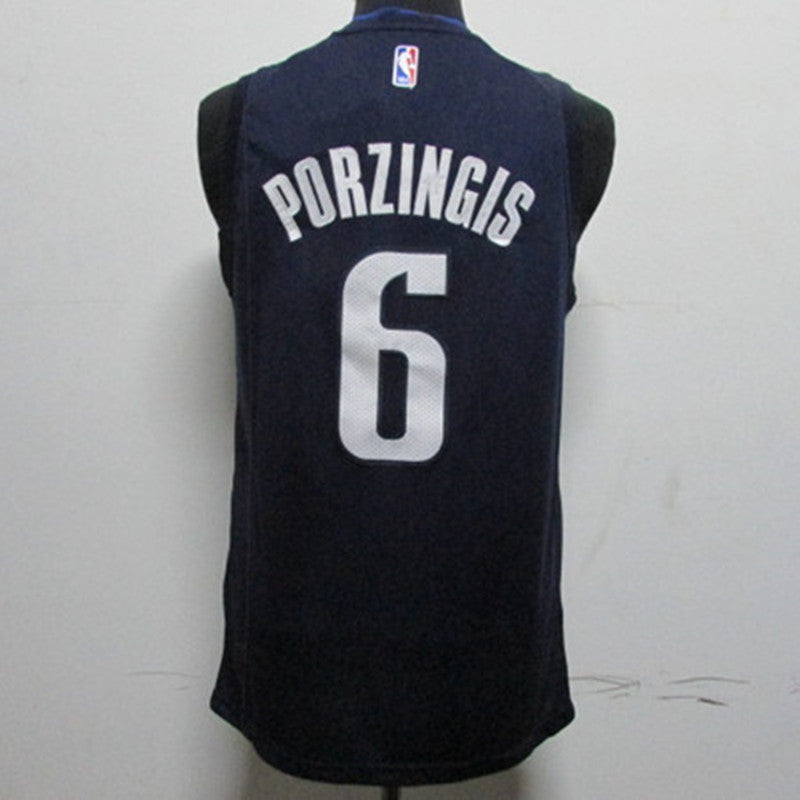 Men's Dallas Mavericks Kristaps Porzingis #6 Dark Blue Finished Swingman Jersey