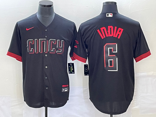 Men's Cincinnati Reds Jonathan India #6 Black 2023 City Connect Replica Player Jersey