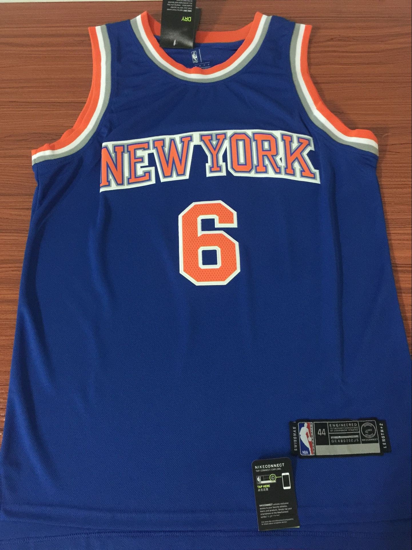 Men's New York Knicks Kristaps Porzingis #6 NBA Blue Swingman Jersey