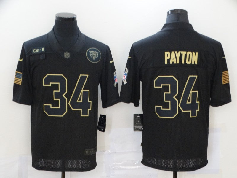 Men's Chicago Bears #34 Walter Payton Black Player Replica Jersey