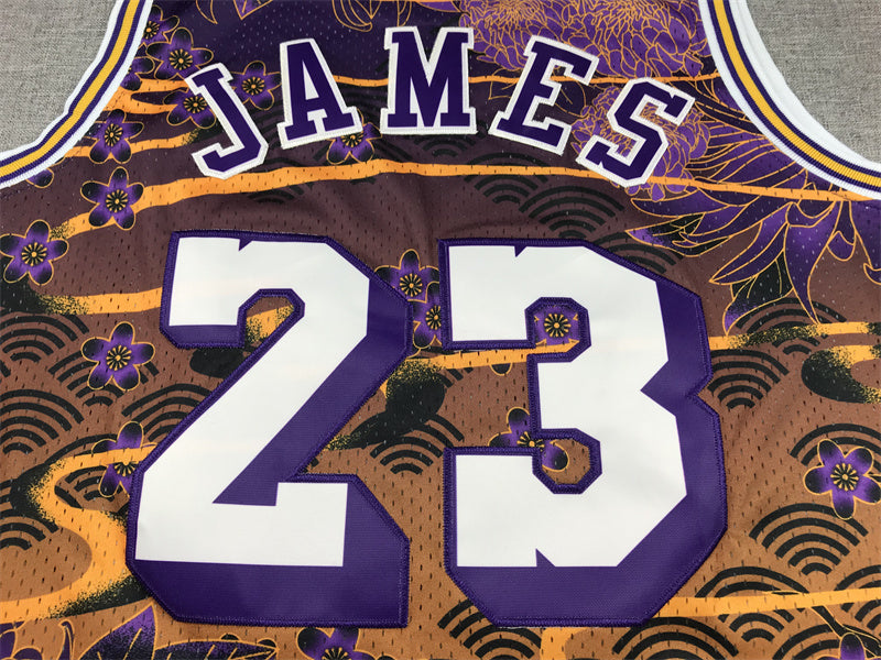 Men's Los Angeles Lakers LeBron James #23 Year of Rabbit Edition Hardwood Classics Swingman Jersey