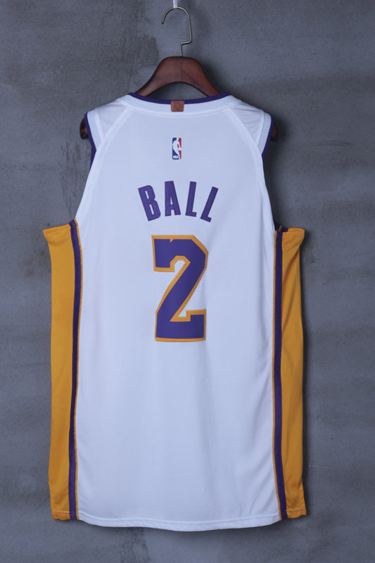 Men's Los Angeles Lakers Lonzo Ball #2 NBA White Swingman Jersey