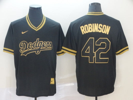 Men's Los Angeles Dodgers Jackie Robinson #42 Black Authentic Game Jersey