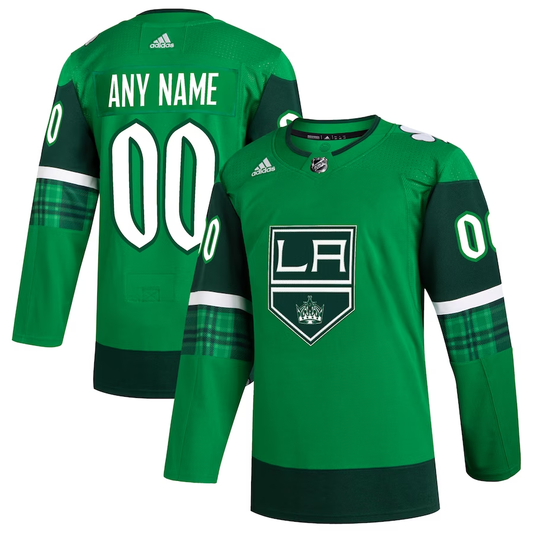 Men's Los Angeles Kings Kelly Green St. Patrick's Day Authentic Custom Jersey