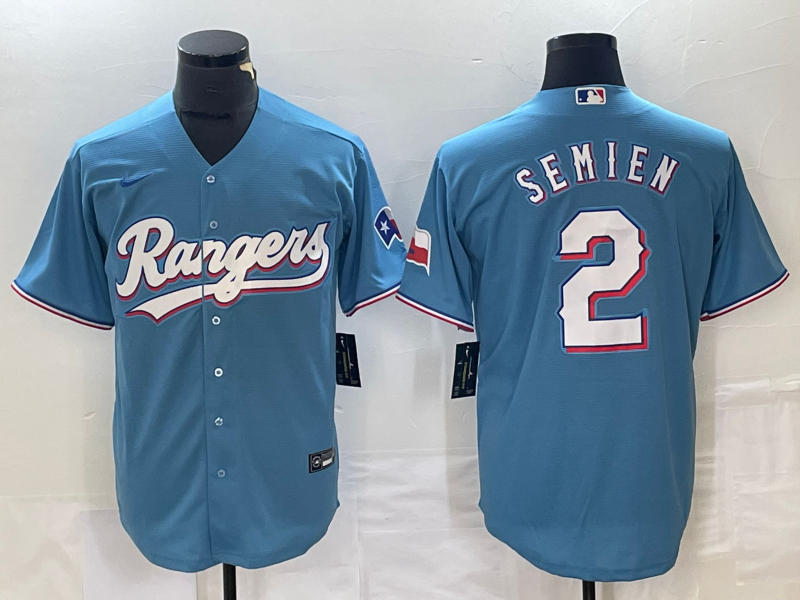 Men's Texas Rangers Marcus Semien #2 Light Blue Replica Player Jersey