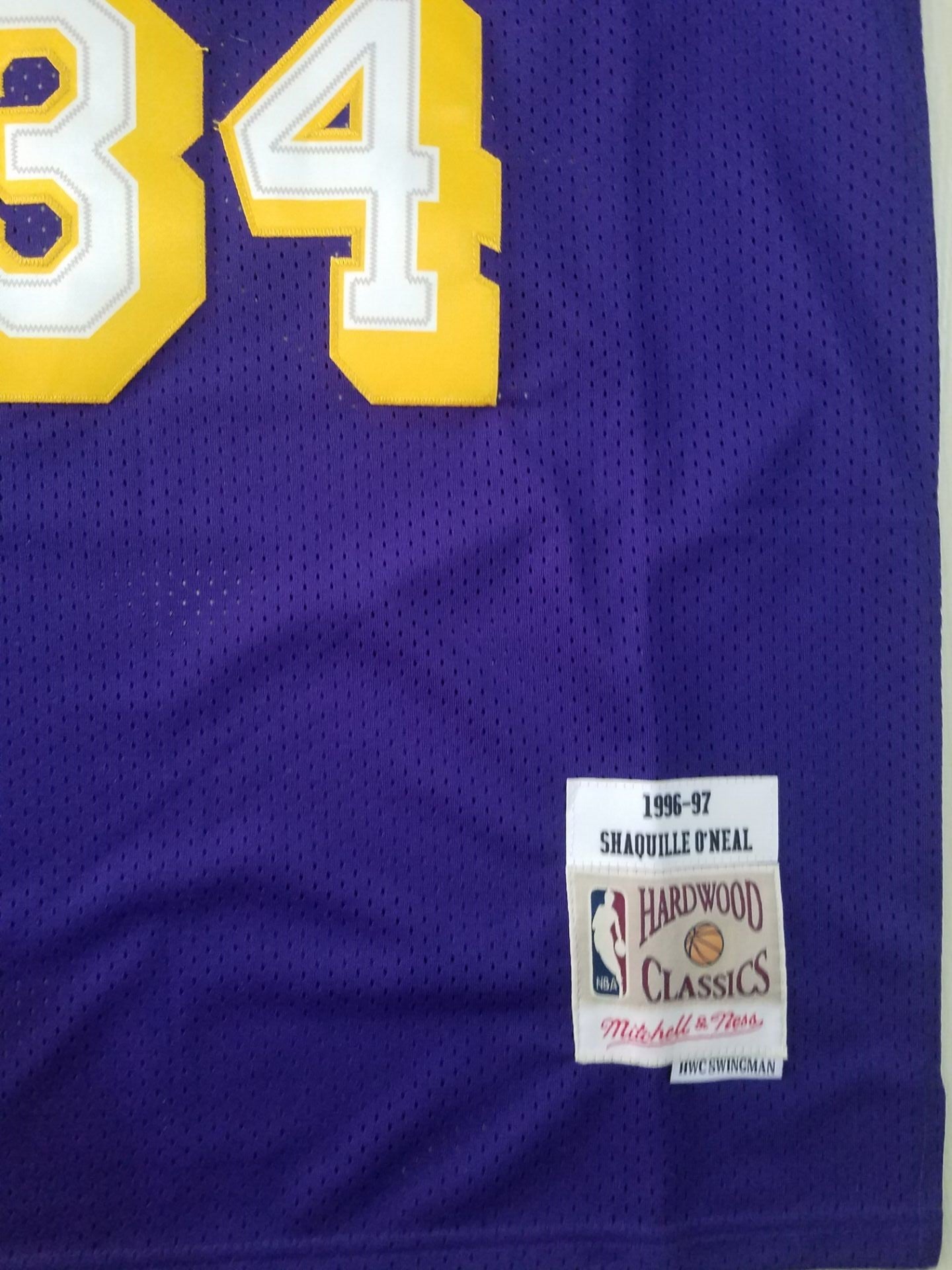 Men's Los Angeles Lakers Shaquille O'Neal #34 Purple 1996-97 Classics Jersey