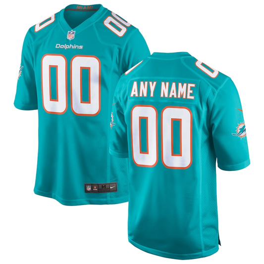 Custom Miami Dolphins Aqua Game Jersey