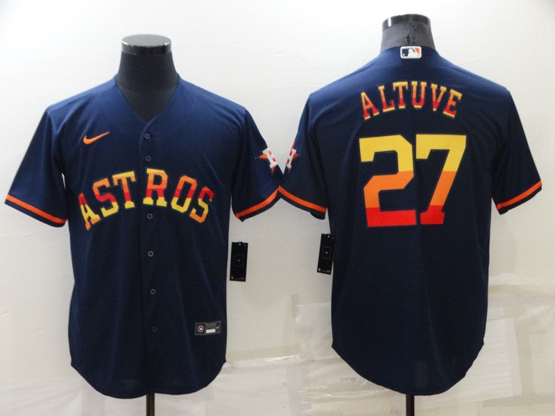 Men's Houston Astros Jose Altuve #27 Navy Replica Player Jersey