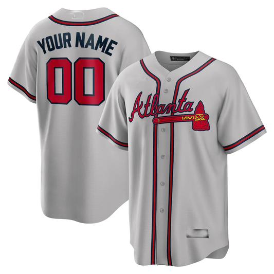 Men's Atlanta Braves Gray Replica Custom Jersey