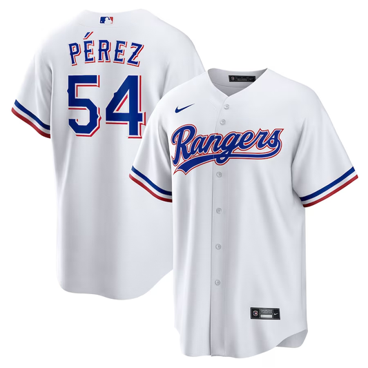 Men's Texas Rangers Martin Perez #54 White Home Replica Player Jersey