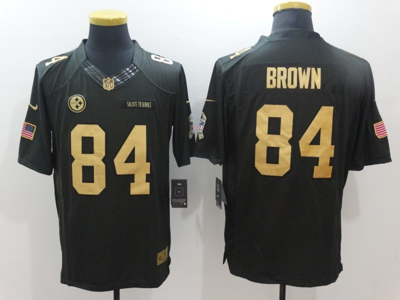 Men's Pittsburgh Steelers Antonio Brown #84 Black Team Game Jersey