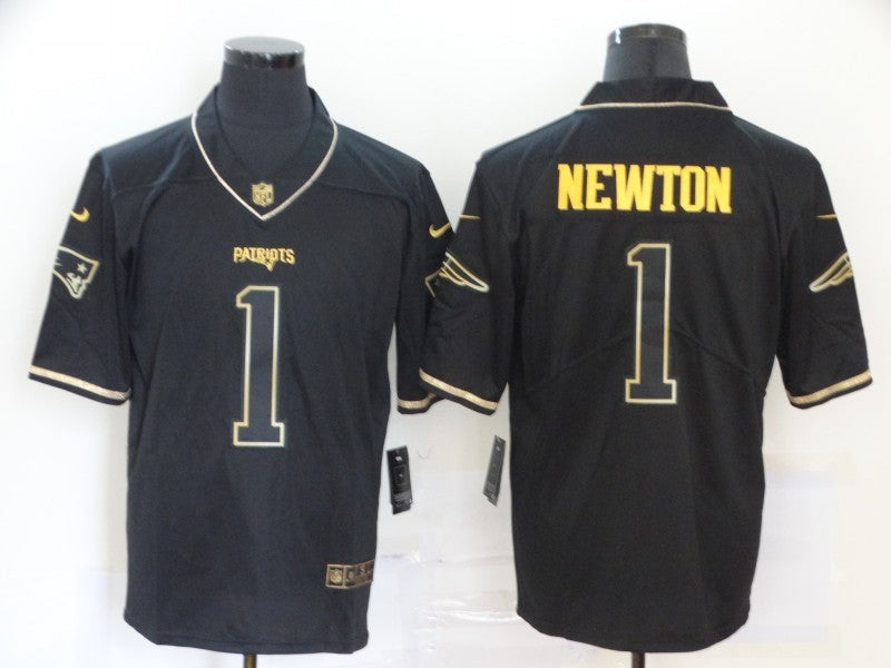 Men's New England Patriots Cam Newton #1 Black Game Jersey