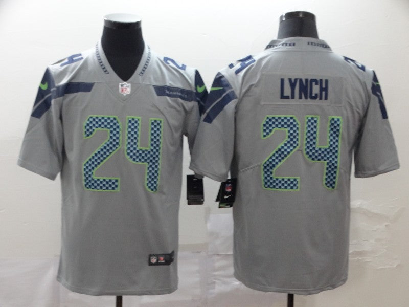 Mens Seattle Seahawks #24 Marshawn Lynch Jersey Grey