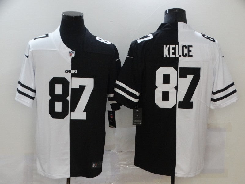 Men's Kansas City Chiefs Travis Kelce #87 Black/White Game Jersey