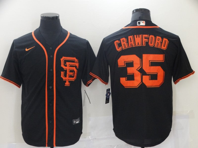 Men's San Francisco Giants Brandon Crawford #35 Black Stitched Jersey