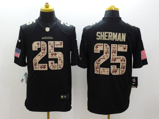 Men's Seattle Seahawks Richard Sherman #25 Black Game Player Jersey