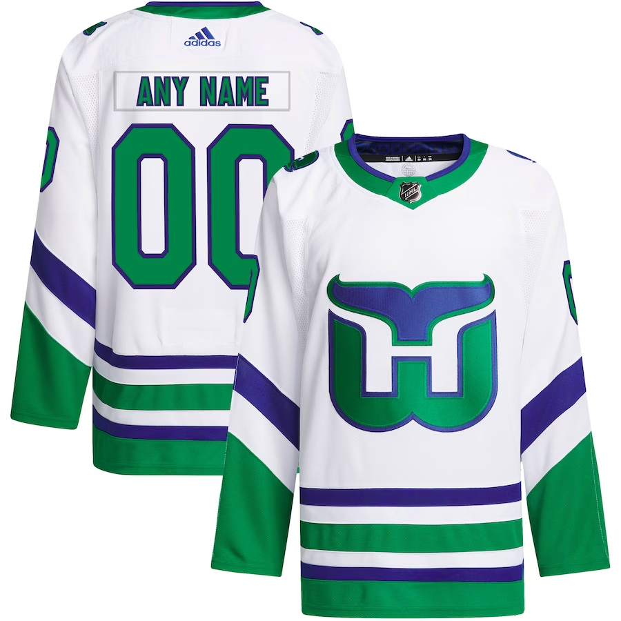 Men's Carolina Hurricanes White Whalers Primegreen Custom Jersey