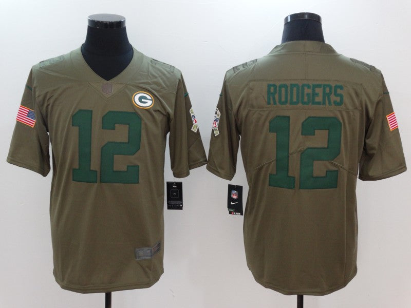 Men's Green Bay Packers Aaron Rodgers #12 Brown Player Jersey