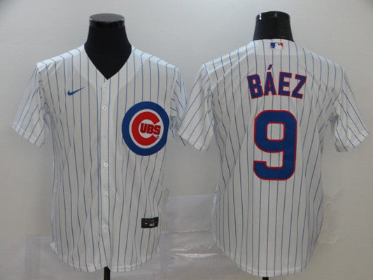 Men's Chicago Cubs Javier Baez #9 White Replica Baseball Jersey