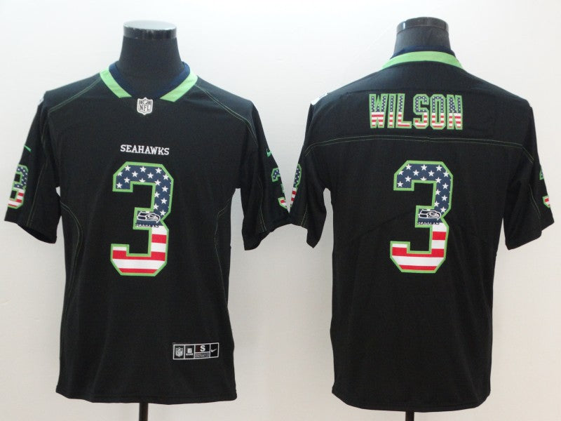 Men's Seattle Seahawks Russell Wilson #3 Black Alternate Game Jersey