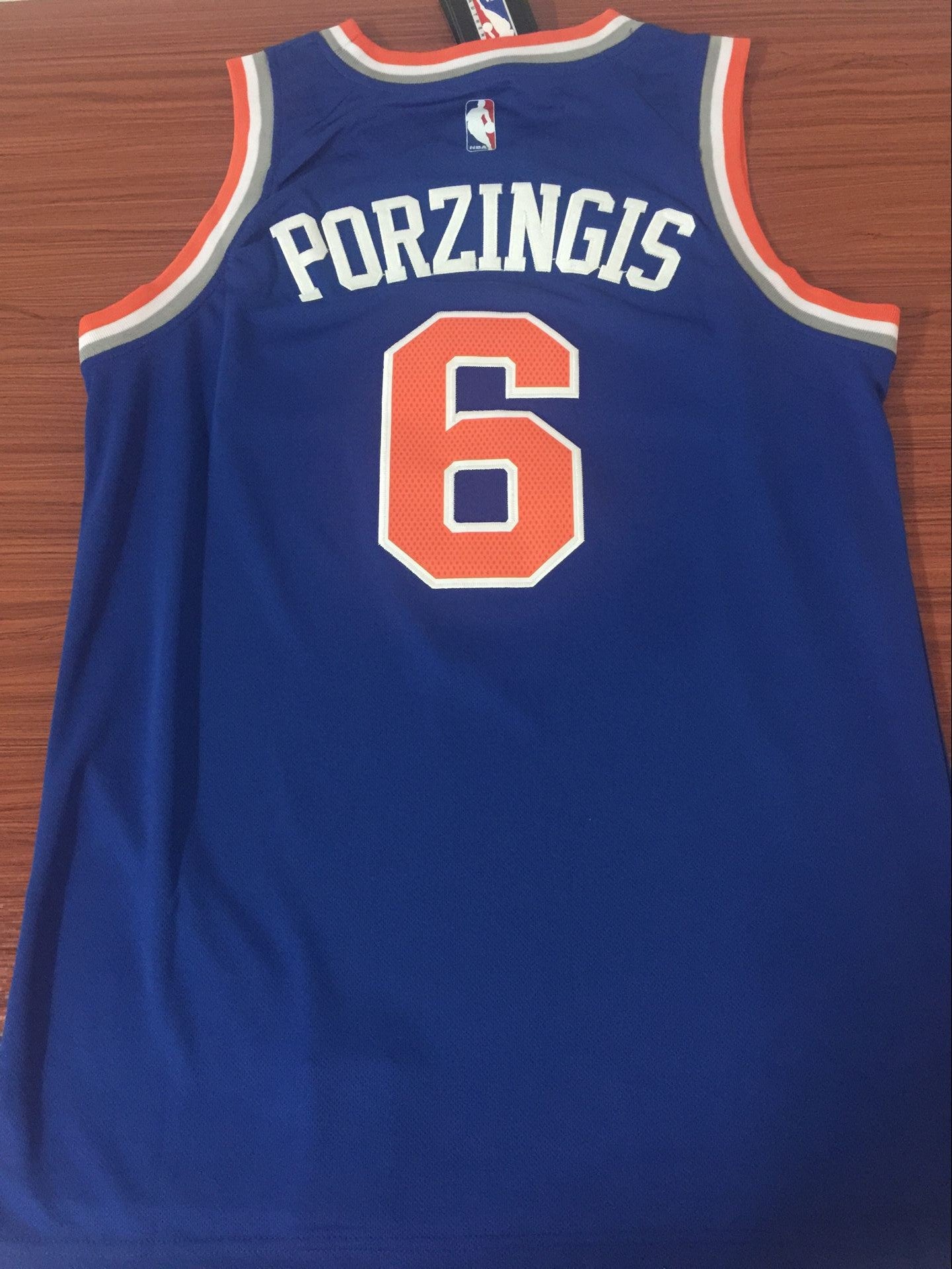 Men's New York Knicks Kristaps Porzingis #6 NBA Blue Swingman Jersey