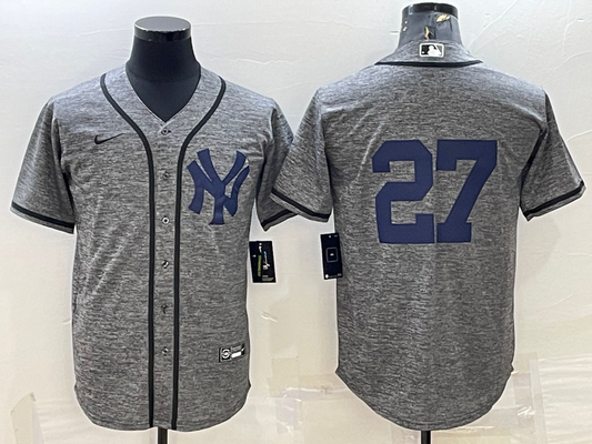 Men's New York Yankees Giancarlo Stanton #27 Gray Replica Game Name Jersey