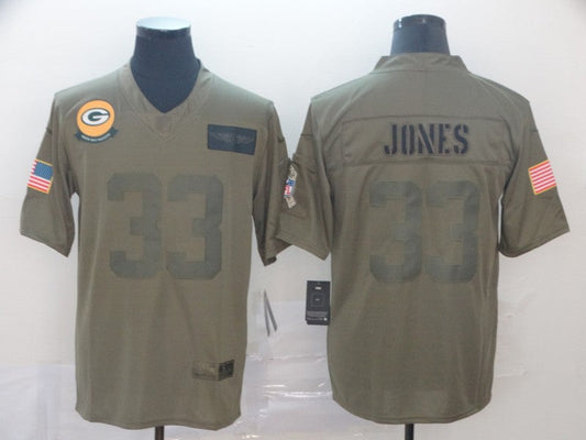 Men's Green Bay Packers Aaron Jones #33 Brown Game Jersey