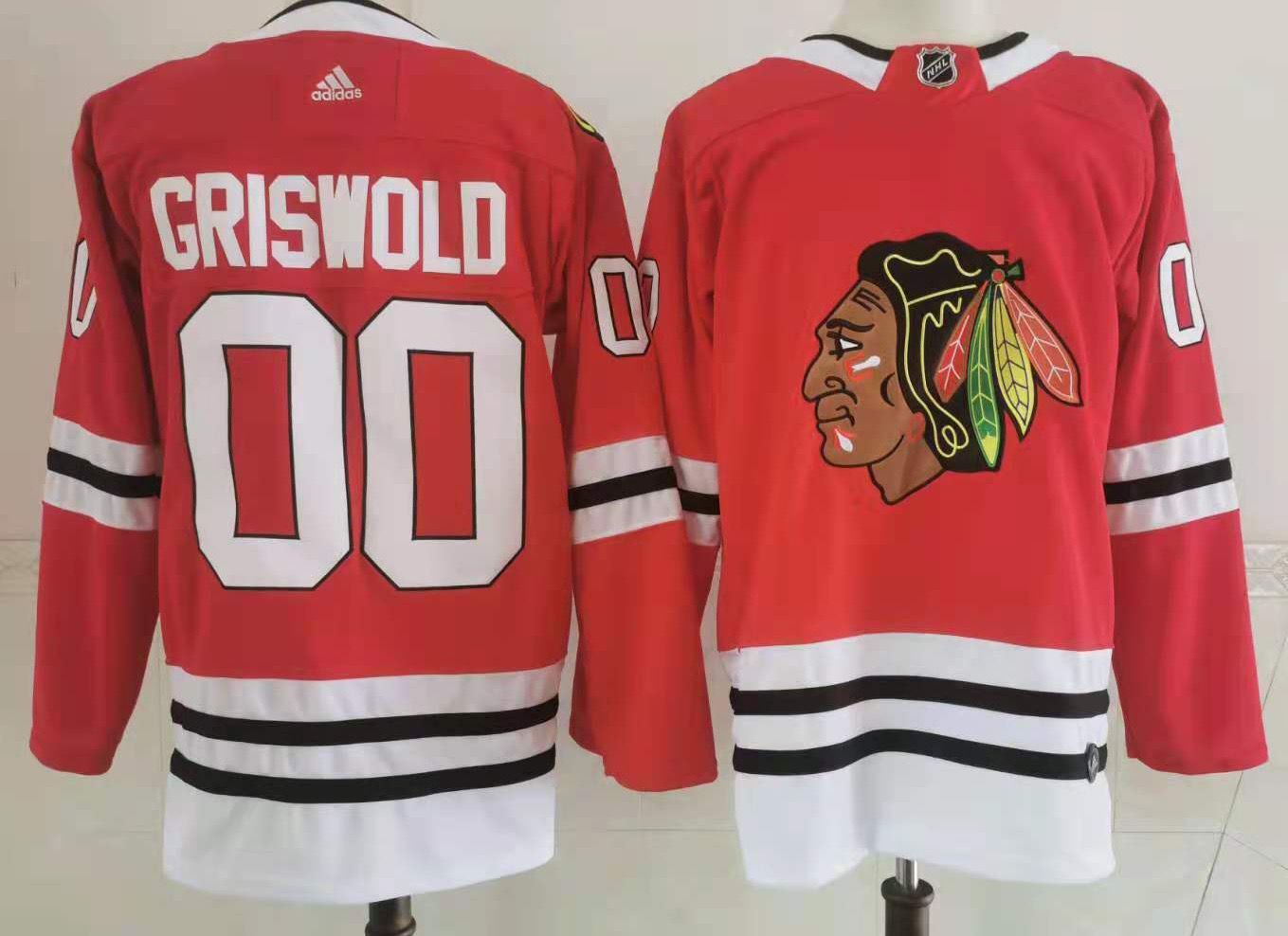 Men's Chicago Blackhawks Clark Griswold #00 Christmas Vacation Red Breakaway Player Jersey