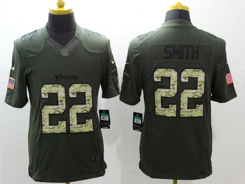 Men's Minnesota Vikings Harrison Smith #22 Army Green Game Jersey