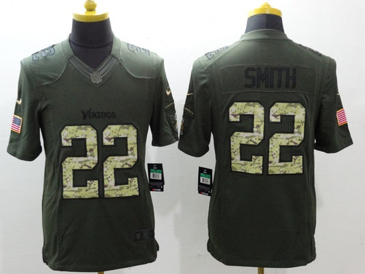 Men's Minnesota Vikings Harrison Smith #22 Army Green Game Jersey